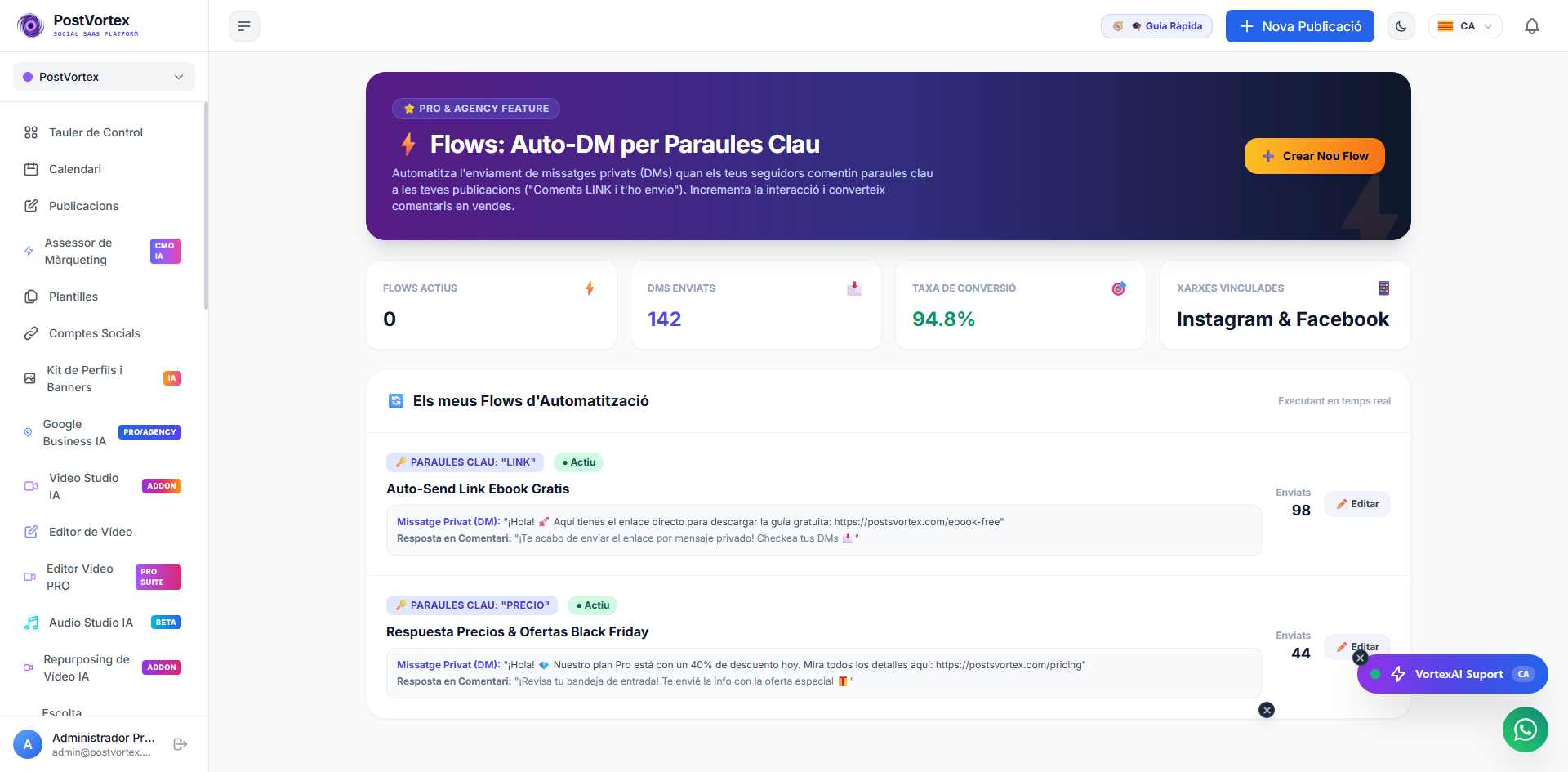 Constructor de Flows de Auto-DM PostVortex