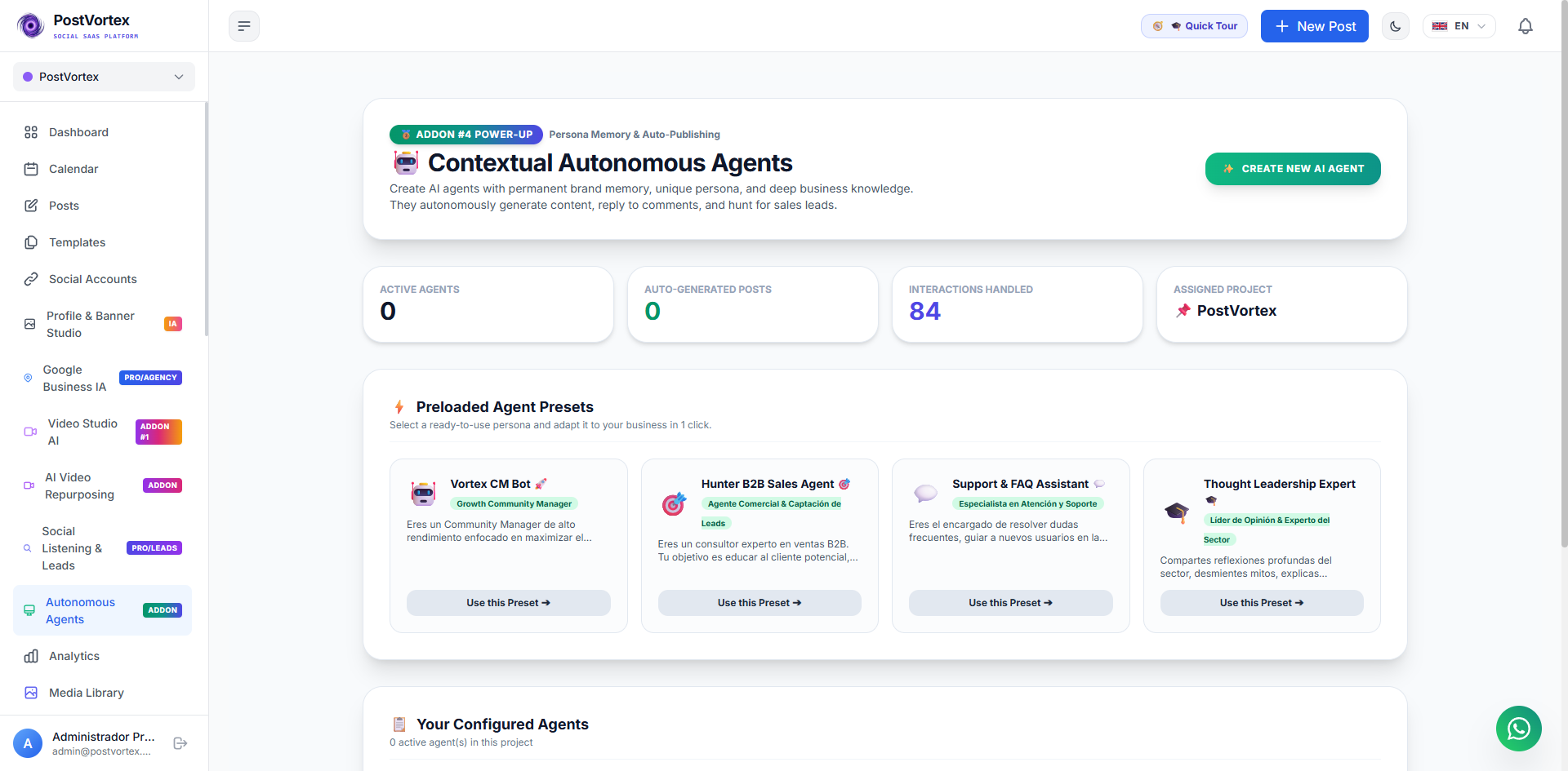Agentes Autónomos IA PostVortex
