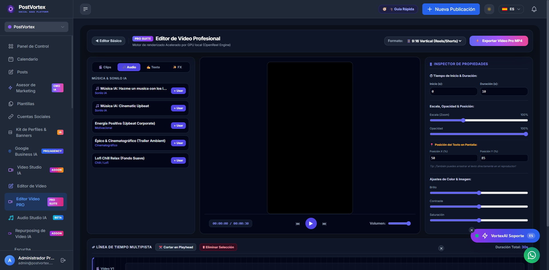 Editor de Vídeo PRO PostVortex