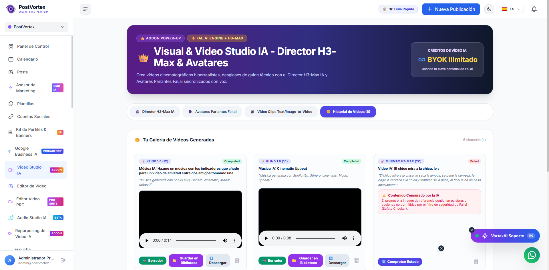 Video Studio IA y Avatares Digitales PostVortex